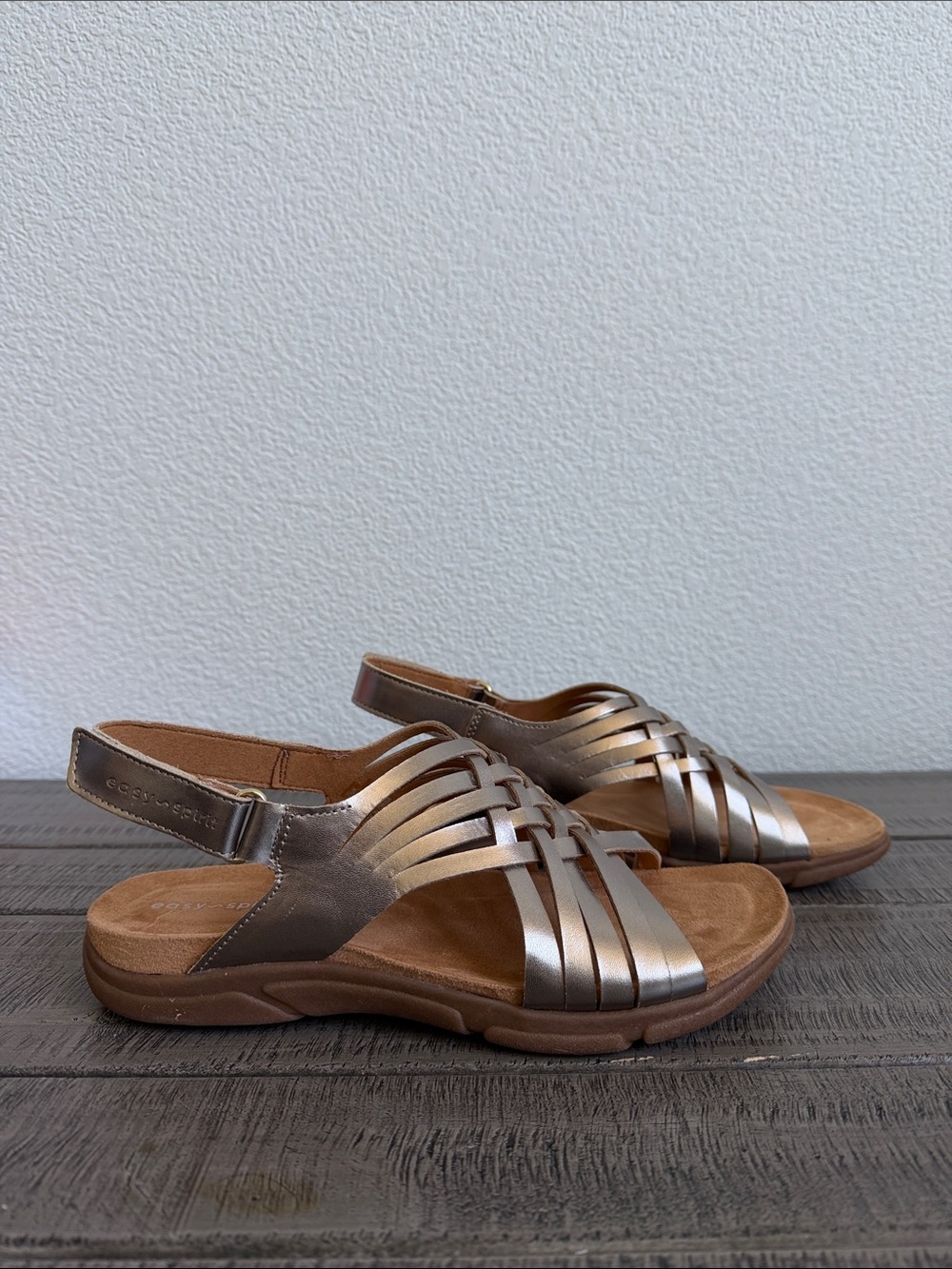 Easy Spirit Mar Gold Woven Slingback Sandals NIB